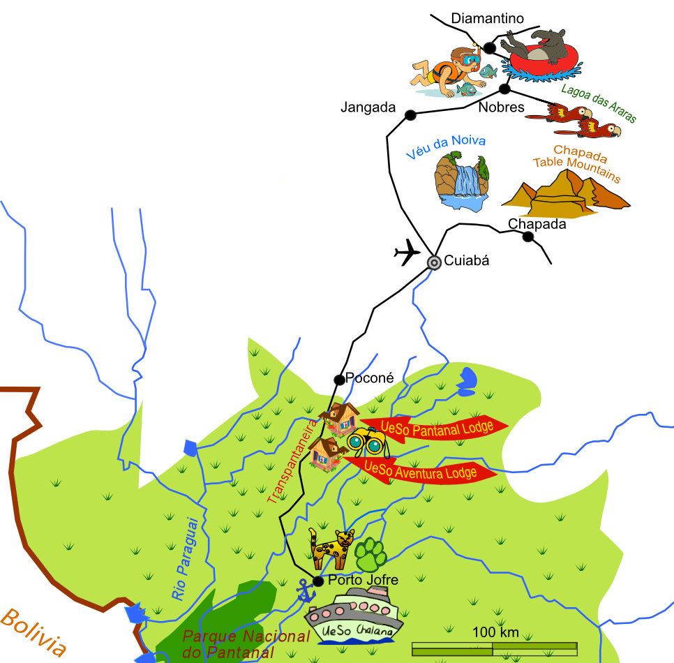 Touren im Pantanal in Nobres und der Chapada